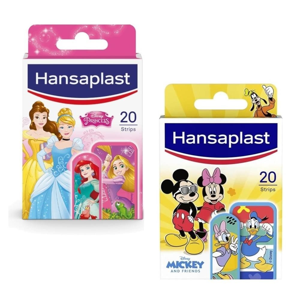 HANSAPLAST Tiritas Infantiles Princesas Disney + Mickey Mouse 20+20 apósitos-1