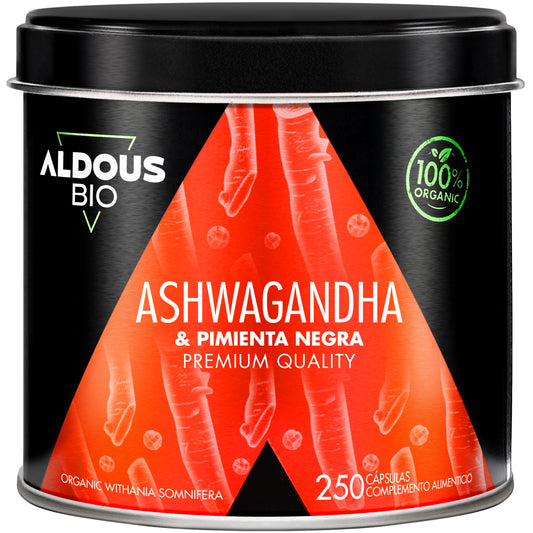 Aldous Organic Ashwagandha 2160 mg with Black Pepper 250 Capsules