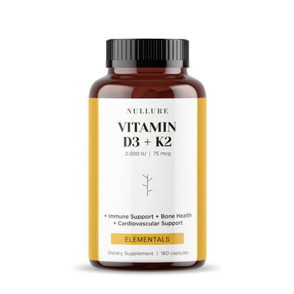 Nullure Vitamina D3 + K2 MK7 2000iu 180 cápsulas