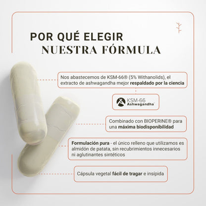 Nullure Ashwagandha Orgánica KSM-66 Suplemento Adaptógeno 120 Cápsulas