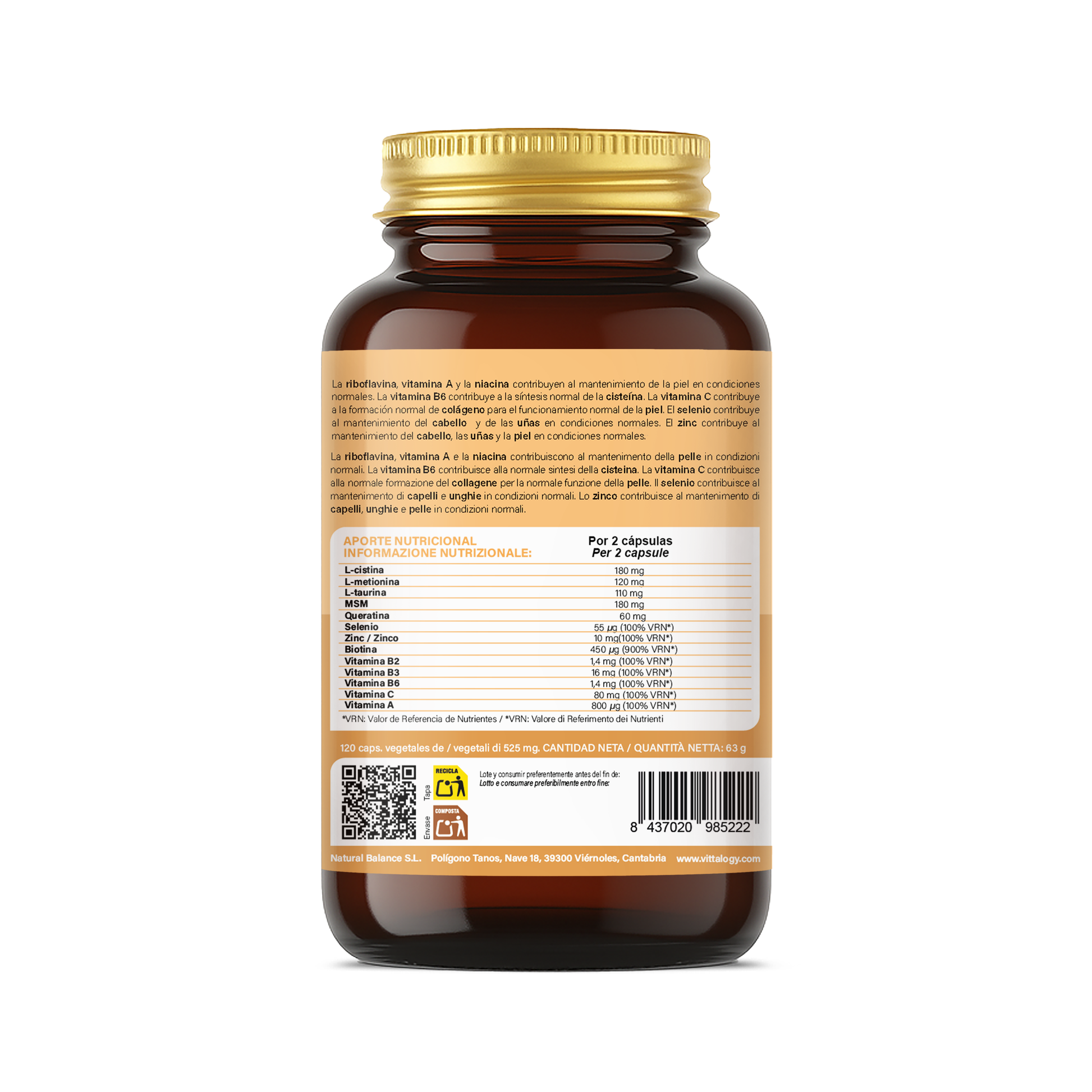 Vittalogy Hair & Skin Support 120 Cápsulas_?GPSR