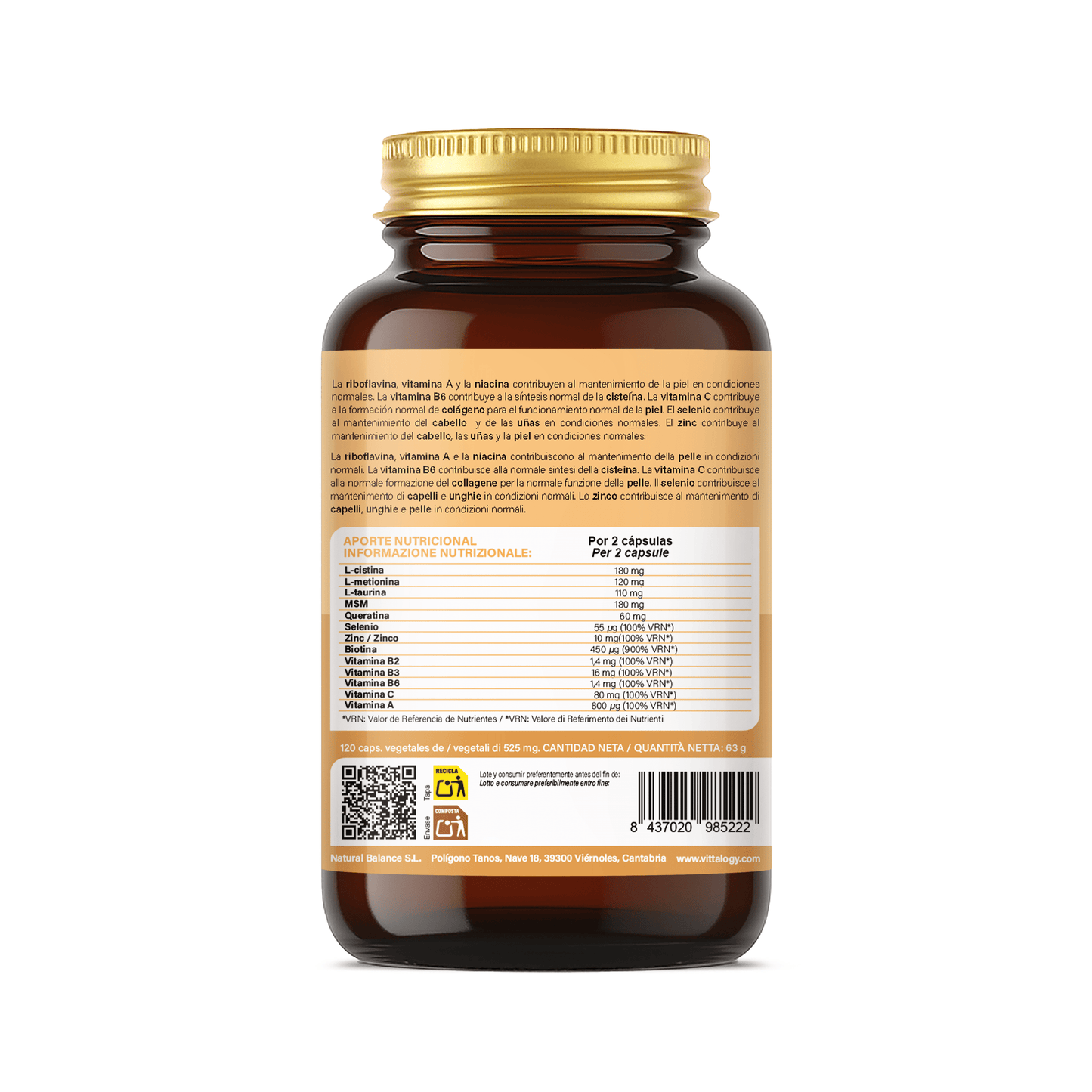 Vittalogy Hair & Skin Support 2x120 Cápsulas【PACK AHORRO】_?GPSR