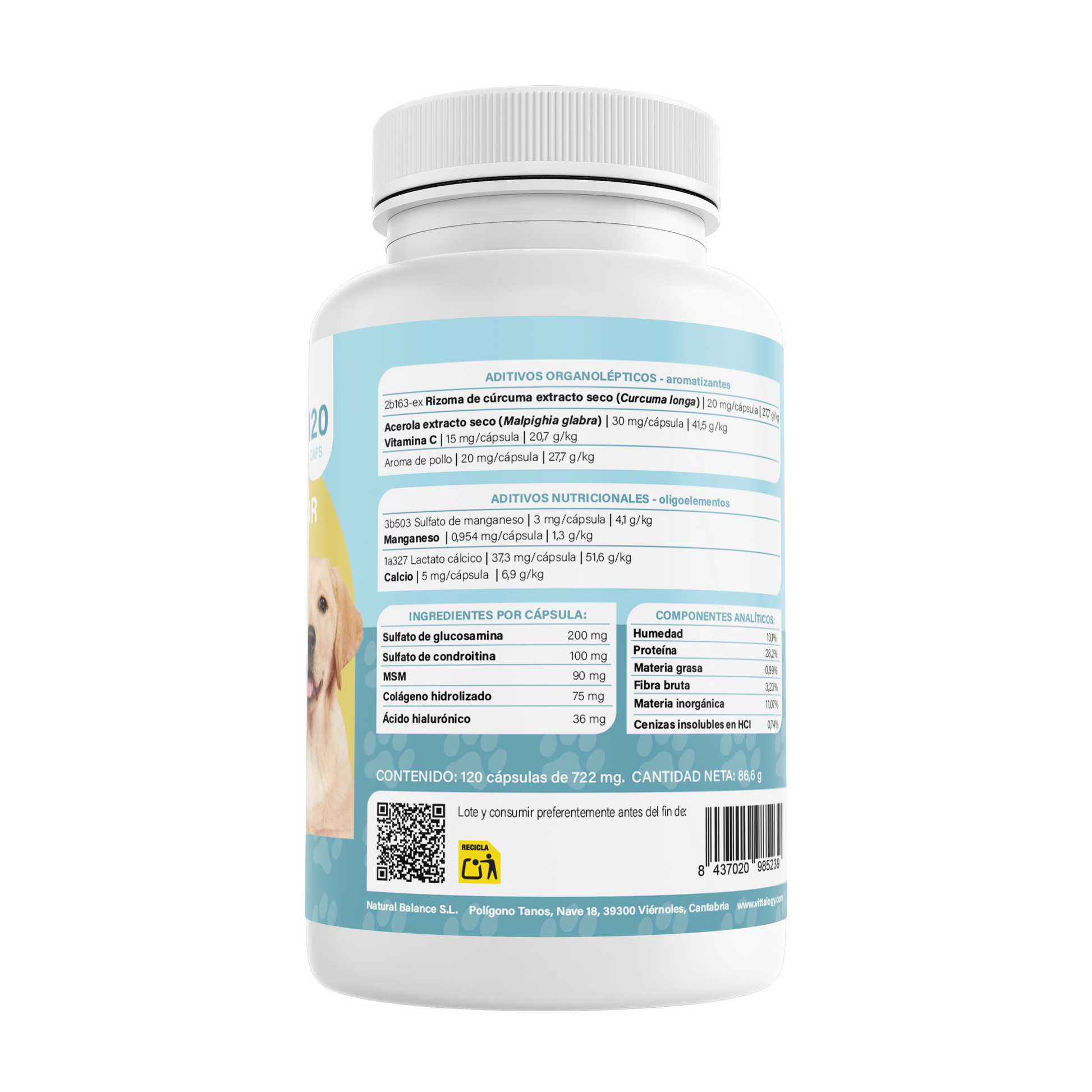 Vittalogy Condroprotector para Perros 120 Cápsulas_?GPSR