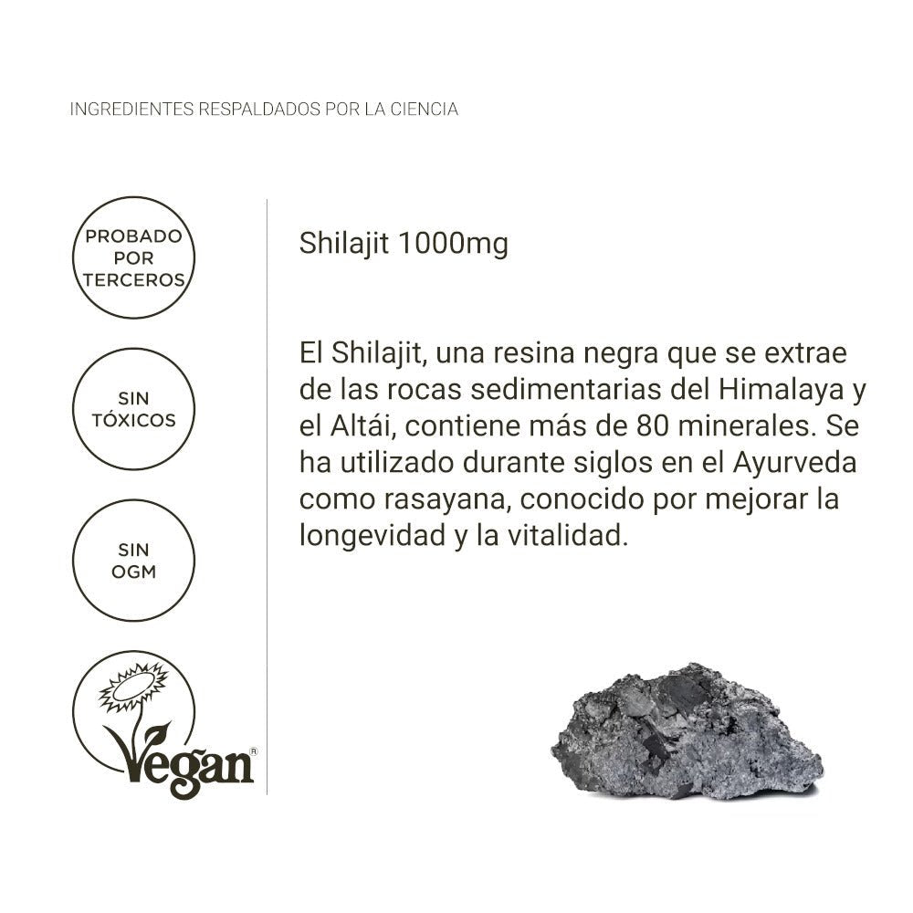 Nullure Shilajit Puro do Himalaia – 120 Cápsulas