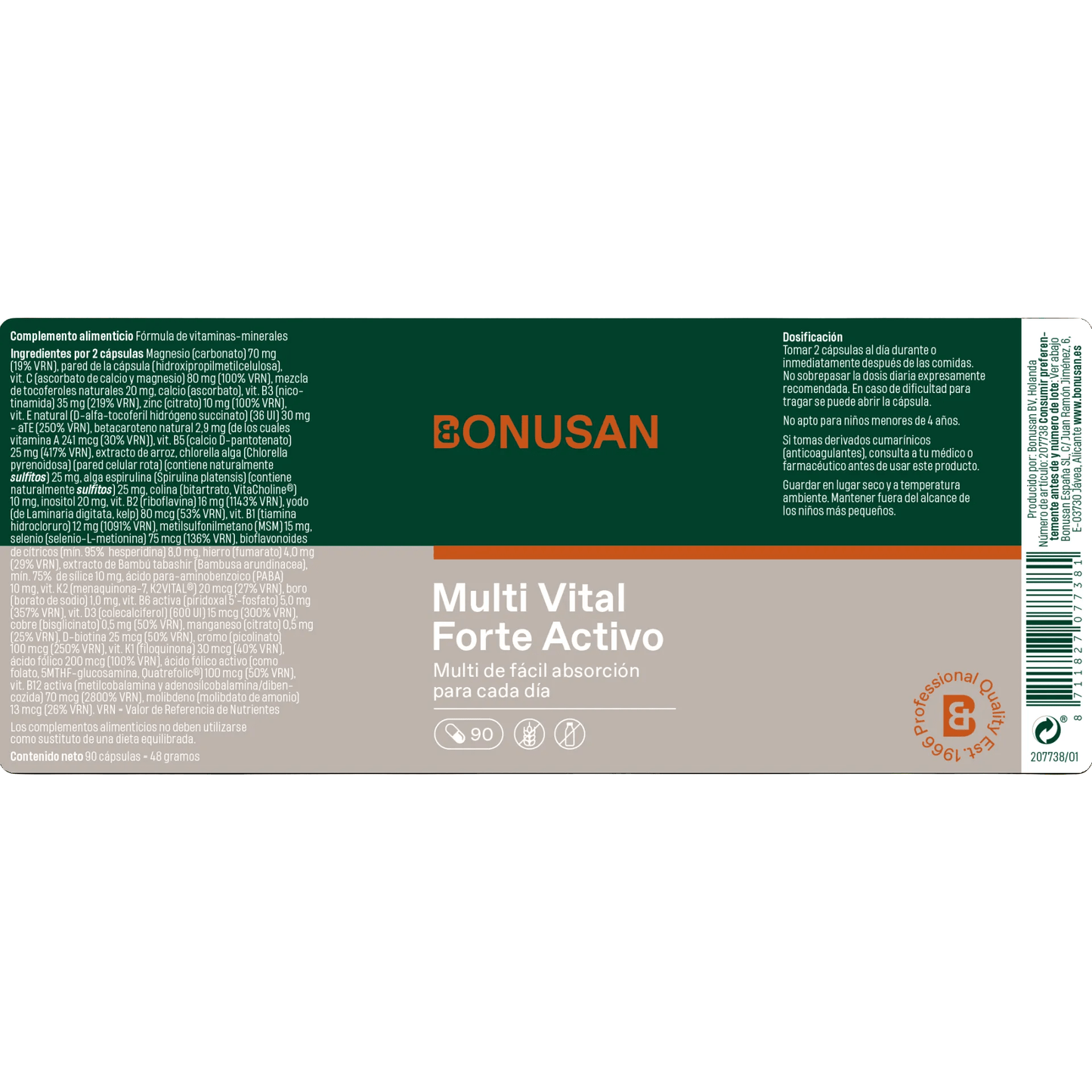 Bonusan  Multi Vital Forte Activo 90 cápsulas