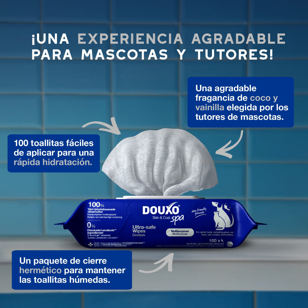Douxo Spa Toallitas Multiusos para Mascotas 100 piezas