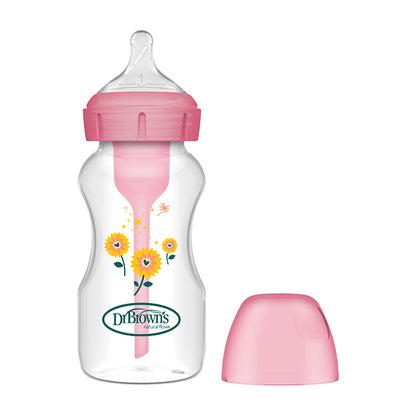 Dr. BROWN'S Wide Mouth Anti-Colic Bottle Options+ Pink Flowers +0 months 270ml