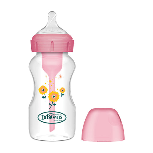 Dr. BROWN'S Wide Mouth Anti-Colic Bottle Options+ Pink Flowers +0 months 270ml