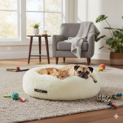 Freedog Cama Antiestrés Donut Branca 80cm
