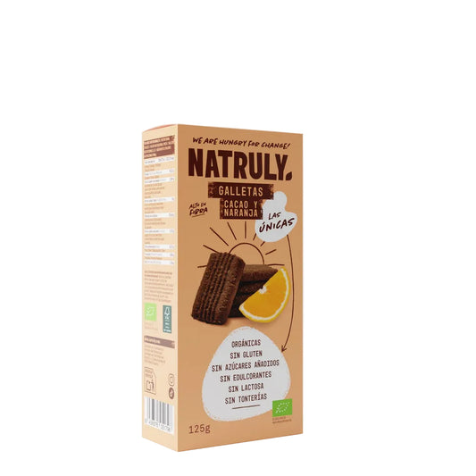 Natruly Galletas cookies sabor cacao y naranja BIO 125g