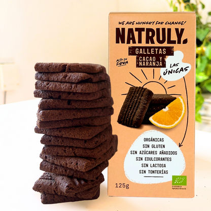 Natruly Galletas cookies sabor cacao y naranja BIO 125g
