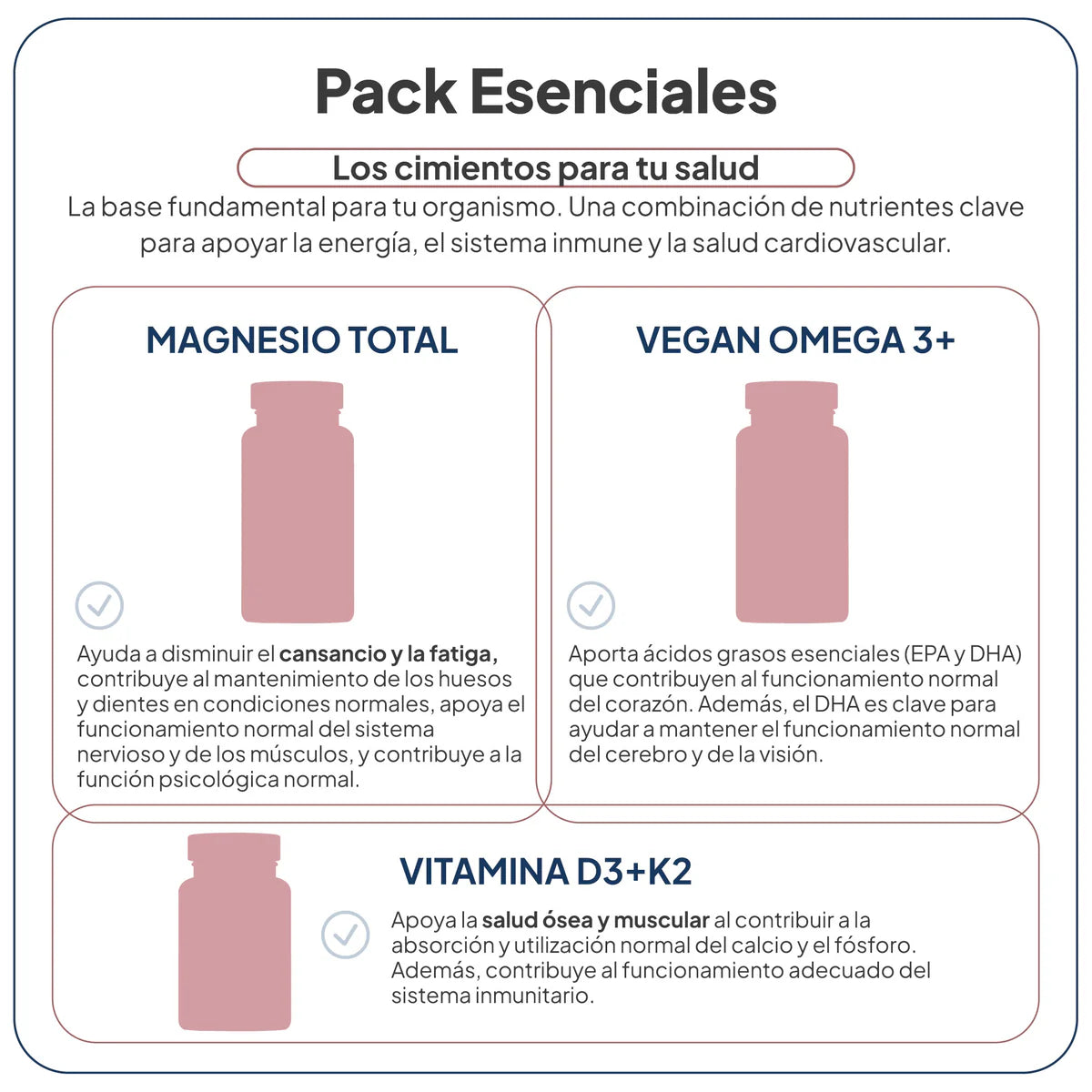 IVB Pack Magnesio Total 60 Cápsulas + Vegan Omega 3+ 30 Cápsulas + Vitamina D3+K2 60 Cápsulas