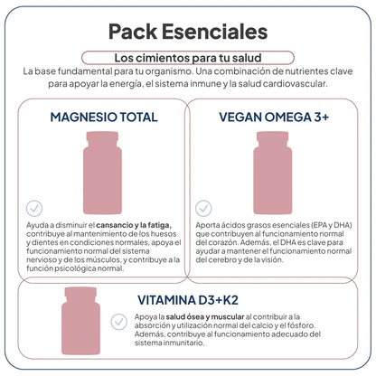 IVB Pack Magnesio Total 60 Cápsulas + Vegan Omega 3+ 30 Cápsulas + Vitamina D3+K2 60 Cápsulas