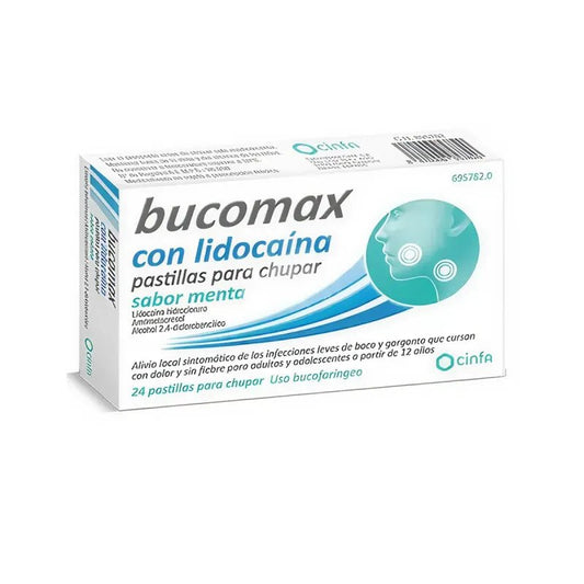 Bucomax Lidocaína Sabor Menta 24 Pastillas para Chupar