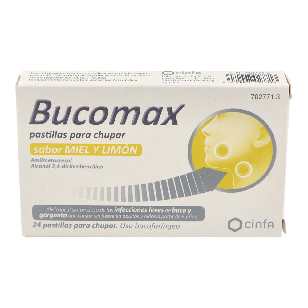 Bucomax Sabor Miel y Limón 24 Pastillas para Chupar