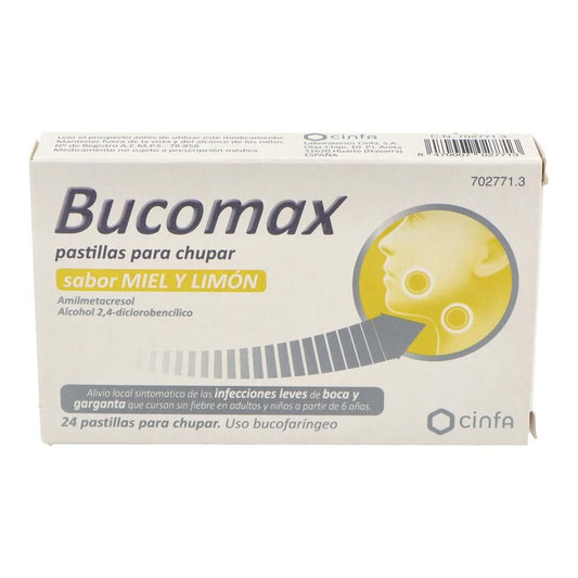 Bucomax Sabor Miel y Limón 24 Pastillas para Chupar