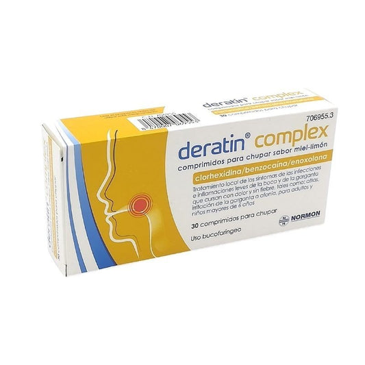 Deratin Complex 30 Comprimidos para Chupar (Sabor Miel-Limón)