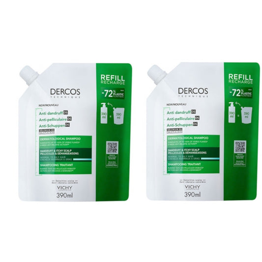 VICHY Dercos Anti-Dandruff Shampoo for Normal-Oily Hair ECO RECHARGE Duplo 2x390ml