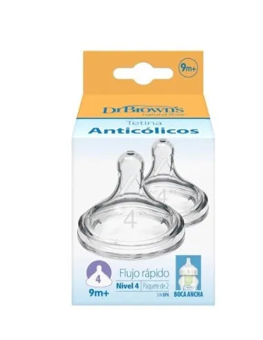 DR. BROWN&S Tetina Boca Ancha Opciones Plus Nivel 4 +9 Meses 2 Unidades