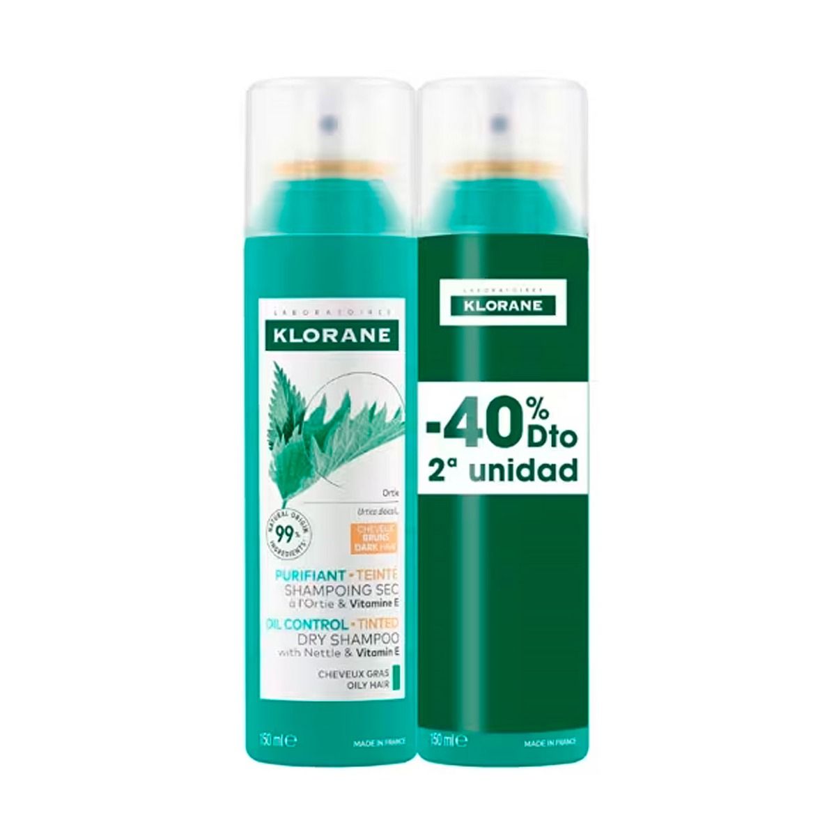 Klorane Shampoo Secco Purificante Ortica e Vitamina E Duo 2 x 150 ml