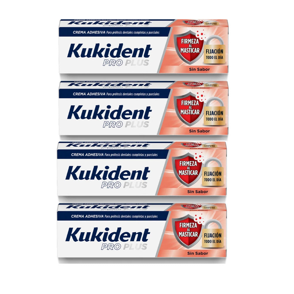 KUKIDENT Pro Plus Firmeza al Masticar Cuádruplo 4x40g