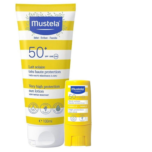 MUSTELA Leite Solar Muy Alta Protección SPF 50+ (100ml) + Stick Solar Alta Protección SPF 50+ 9ml