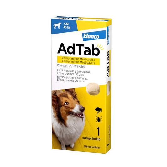 AdTab Antiparasitario 3 comprimidos masticables para perros 900mg 22-45kg