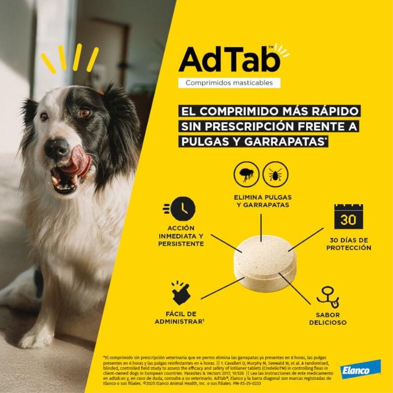 AdTab Antiparasitario 3 comprimidos masticables para perros 900mg 22-45kg
