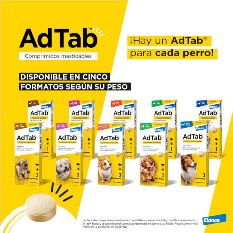 AdTab Antiparasitario 3 comprimidos masticables para perros 900mg 22-45kg