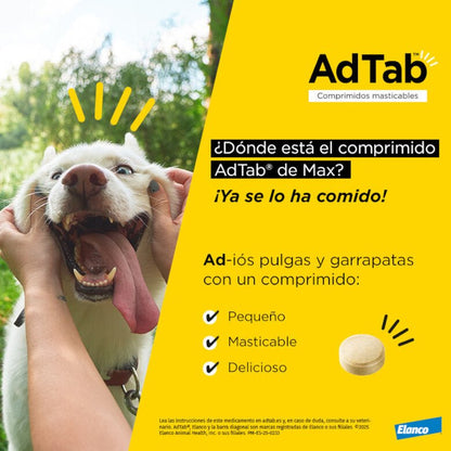 AdTab Antiparasitario 3 comprimidos masticables para perros 900mg 22-45kg