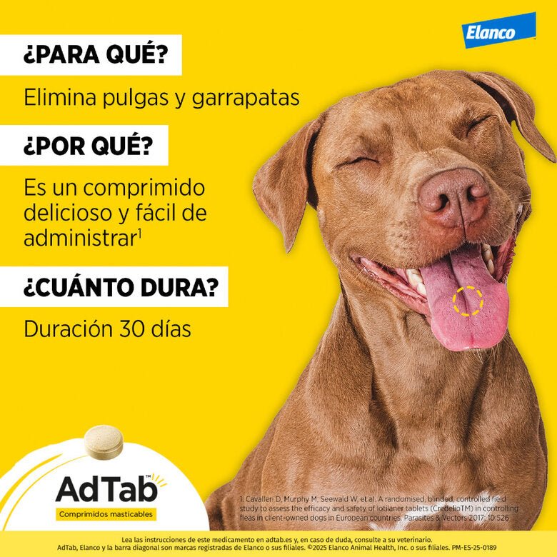 AdTab Antiparasitario 3 comprimidos masticables para perros 900mg 22-45kg
