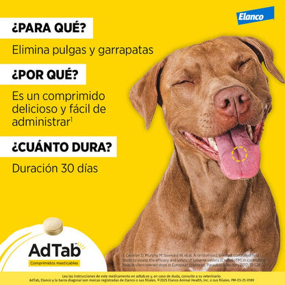AdTab Antiparasitario 3 comprimidos masticables para perros 900mg 22-45kg