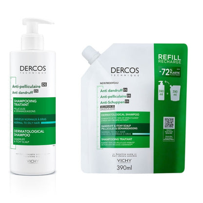 VICHY Dercos Anticaspa Cabello Normal-Graso 390ml + Recarga 390ml