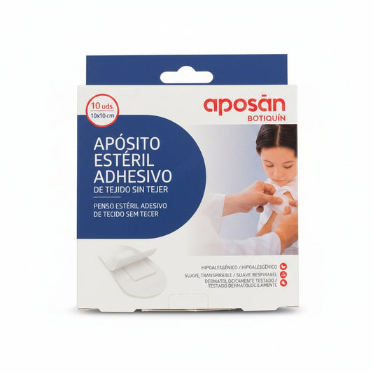 Aposan Pansement stérile adhésif en tissu non tissé 10x10 cm 10 unités