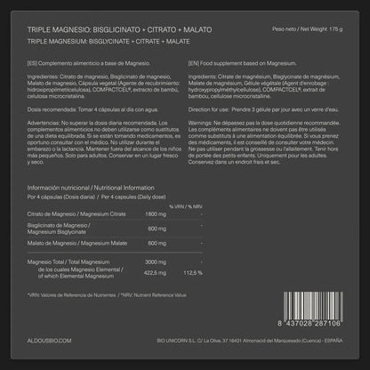 Aldous Bio Triple Magnesio Complex 3000mg 200 Cápsulas