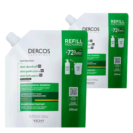 VICHY Dercos Anti-Dandruff Shampoo for Dry Hair ECO RECHARGE Duplo 2x390ml