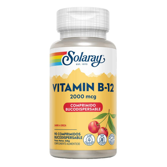 Solaray Vit B12 2000 Mcg 90 Comprimidos Bucodispersables